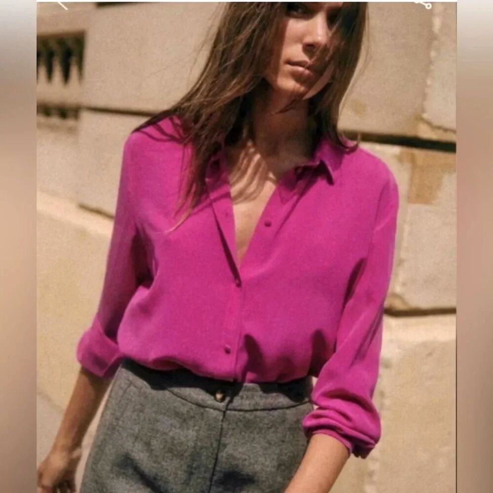 Sezane Florence Silk Shirt 34 (Us Size 2)